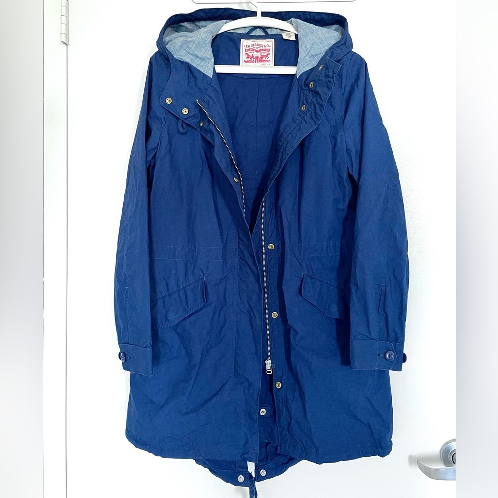 Levi’s Hooded Drawstring Waist Utility Jacket Blue Size S